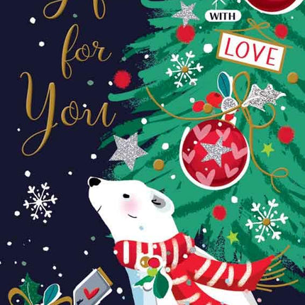 Money Wallet Christmas Card - A Gift for You - Polar Bear and Christmas Tree - Artistic Festive Design - Special Finishes - Made in the UK