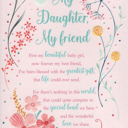 Birthday Card for Daughter – Sentimental Poem & Floral Design