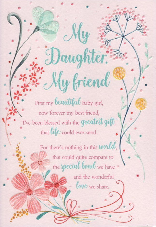 Birthday Card for Daughter – Sentimental Poem & Floral Design