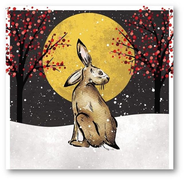 Charity Christmas Cards Pack of 8 - Charity Christmas Cards with a Hare and Moon Design - Eco-Friendly Xmas Cards Multipack with Envelopes