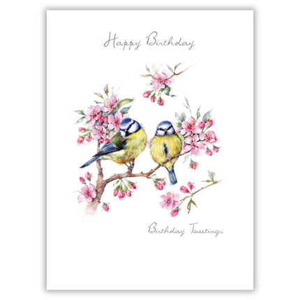 Birthday Card for Women - Pretty Bird and Floral Design - Embossed Foil Finish - Artistic 'Birthday Tweetings' Greeting Card