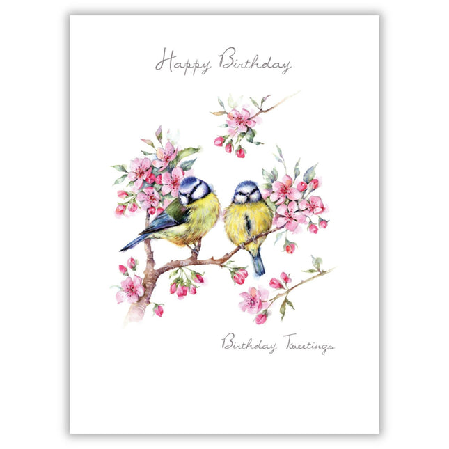 Birthday Card for Women - Pretty Bird and Floral Design - Embossed Foil Finish - Artistic 'Birthday Tweetings' Greeting Card