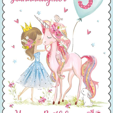 Birthday Card for Granddaughter – Age 5 Unicorn Design
