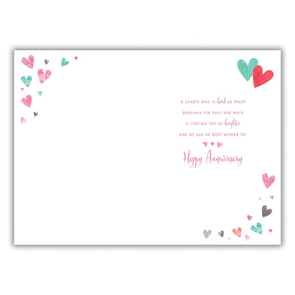 Son and Daughter-in-Law Anniversary Card - Floral Love Hearts Design - Eco-Friendly - Recyclable