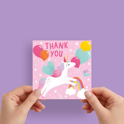 Thank You Cards Pack of 6 for Girls, Unicorn & Rainbow