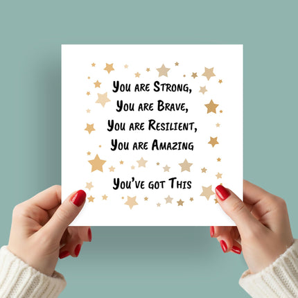 Encouragement Card for Women - You are Strong, You Got This, Inspirational Quote - Motivational Premium Greeting Card with Envelope - Eco-Friendly & Recyclable