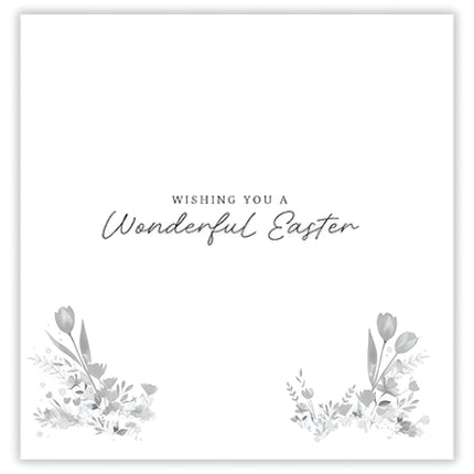 Cute Easter Greeting Cards Pack of 6 - Happy Easter Cards with Bunny Rabbits Spring Daffodil and Tulip Flowers Design - General Multipack for Family, Friends and Children - 127 x 127mm
