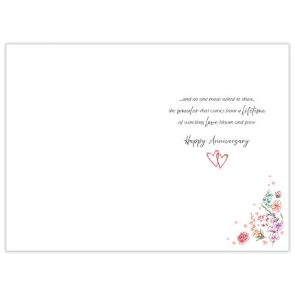 Anniversary Card for Both of You - Romantic Love Hearts & Roses Design - Embossed Silver Foil Finish - Premium Greeting Card with Envelope