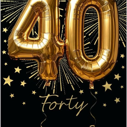 40th Birthday Card, Gold Foil Finish Celebration Design