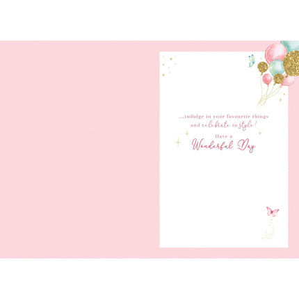 Daughter Birthday Card - Stylish Fashion Design with Balloons - Embossed Foil Finish - Happy Birthday Card for Her