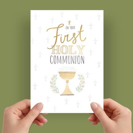 First Holy Communion Card, Religious Design