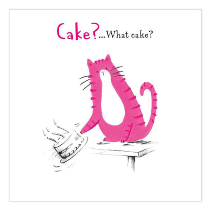 Funny Birthday Card for Women - Amusing Cat & Cake Joke - Premium Greeting Card with Envelope