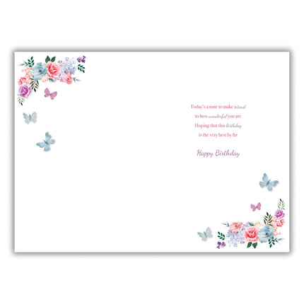 Granddaughter Birthday Card - Special Granddaughter - Champagne and Butterflies - Floral Design - Made in the UK - Eco-Friendly