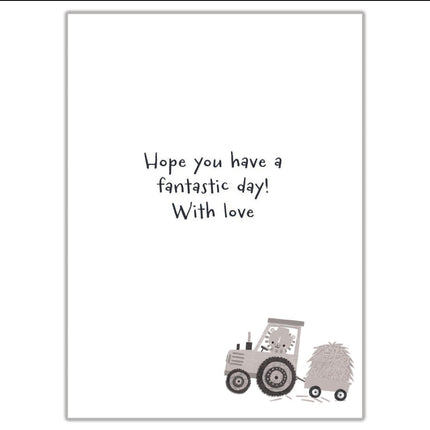 2nd Birthday Card for Godson - Age 2 Cute Animal & Vehicle Design with Trucks, Diggers & Emergency Transport - Premium Greeting Card with Envelope