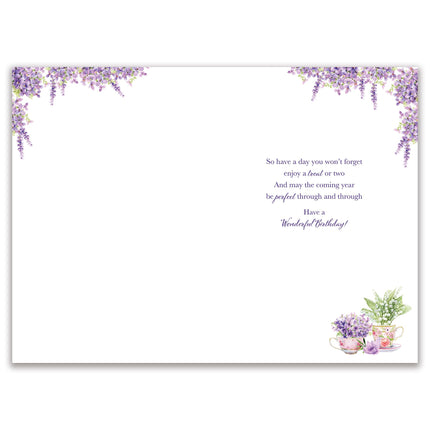 Birthday Card for Sister - Pretty Floral Design - Silver Foil Finish - Premium Greeting Card with Envelope