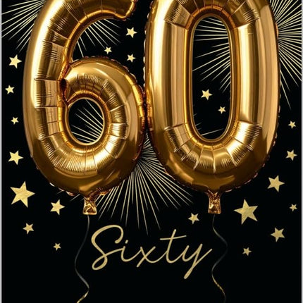 60th Birthday Card, Gold Foil Finish Celebration Design