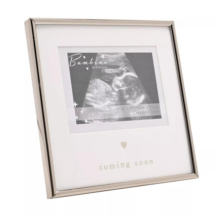 Widdop & Co. Baby Scan Photo Frame - Baby's Ultrasound Silver Plated Picture Frame - Pregnancy Announcement & Baby Shower Idea - Keepsake Frame for Expecting Parents - “Coming Soon”