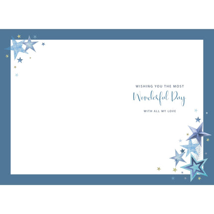 Husband Birthday Card - Happy Birthday Card with Cake and Stars Design and Special Finishes - Birthday Card for Men