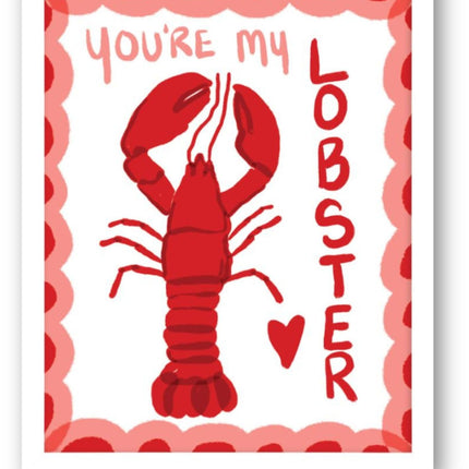 Lobster Framed Print - 'You're My Lobster' Graphic Wall Art - Quirky Love Themed Artwork - Ready to Hang Home Décor - 32cm x 26cm