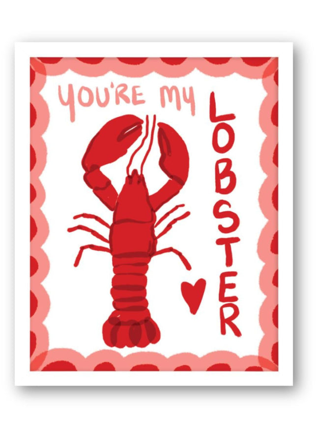 Lobster Framed Print - 'You're My Lobster' Graphic Wall Art - Quirky Love Themed Artwork - Ready to Hang Home Décor - 32cm x 26cm