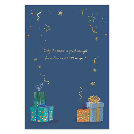 Birthday Card for a Very Special Son, Cake and Balloon Design