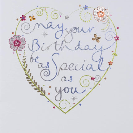 Birthday Card for Her – Floral Heart Foil Design