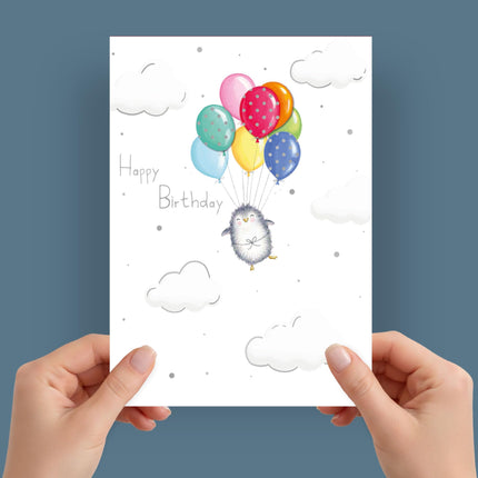 Birthday Card for Her - Cute Bird & Balloons Design with 3D Embellishments & Foil Finish, Eco-Friendly & Made in the UK