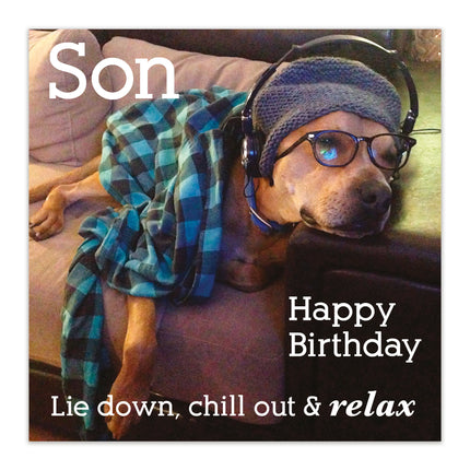 Birthday Card for Son – Funny Dog Music Design