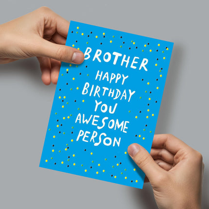Birthday Card for Brother - Fun Confetti Design - Embossed Finish - Premium Greeting Card with Envelope