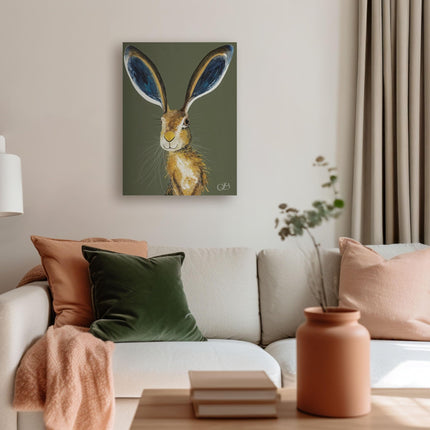 Artistic Hare Canvas Wall Art - 'Marley' by Quinn Russell - Wildlife Themed Artwork - Ready to Hang Home Décor - 30cm x 40cm