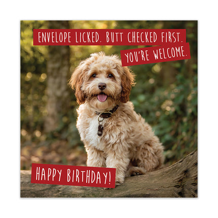 Funny Birthday Card for Dog Mum or Dog Dad - Amusing Cockapoo Butt Joke from Fur Baby, Pet or Puppy - Premium Greeting Card with Envelope