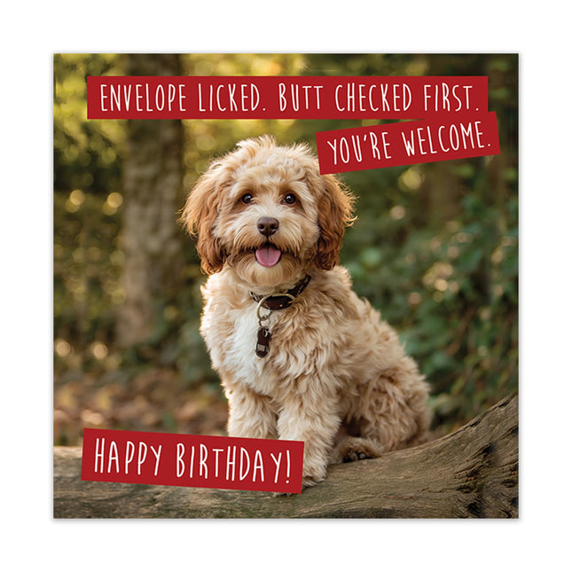 Funny Birthday Card for Dog Mum or Dog Dad - Amusing Cockapoo Butt Joke from Fur Baby, Pet or Puppy - Premium Greeting Card with Envelope