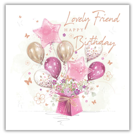 Birthday Card for Friend - Stylish Balloons & Stars Design for a Lovely Friend - Birthday Greeting Card For Women