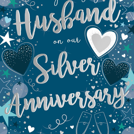 25th Anniversary Card for Amazing Husband, Silver Anniversary