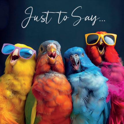Funny Blank Notecards Pack of 6 - Amusing Parrots Design - Blank Greeting Cards with Envelopes - 'Just to Say'