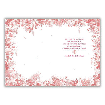 Christmas Card for Daughter & Son-in-Law - Festive Holly, Mistletoe & Pinecones - Red Foil Finish - Premium Quality Christmas Greeting Card with Envelope