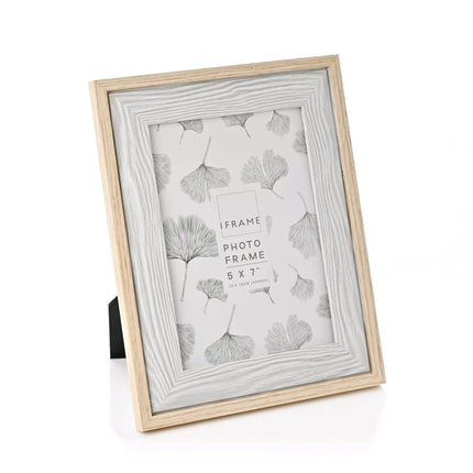 Widdop and Co Photo Frame 5x7 Inch, Wood & Grey Two Tone Design