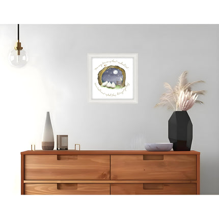Sheep at Night Framed Wall Art Print - Ready to Hang Animal Themed Nursery Decor - 'Counting Stars' by Sarah Reilly - 35 x 35cm Framed Picture