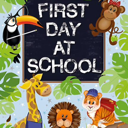 First Day of School Good Luck Card - Good Luck Card for Children with Illustrated Jungle Animals Design and an Embossed Foil Finish