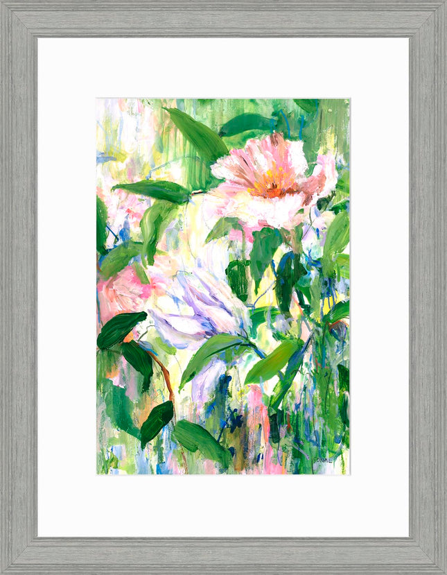 Floral Framed Print Wall Art - Abstract Flowers Home Decor - Sonal Nathwani Artwork - Ready to Hang 'White Blooms' Painting - 45 x 35cm