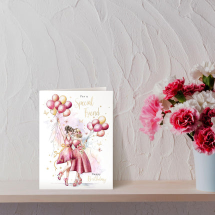 Birthday Card for a Special Friend - Stylish Feminine Design with Embossed Foil Finish, Eco-Friendly & Made in the UK