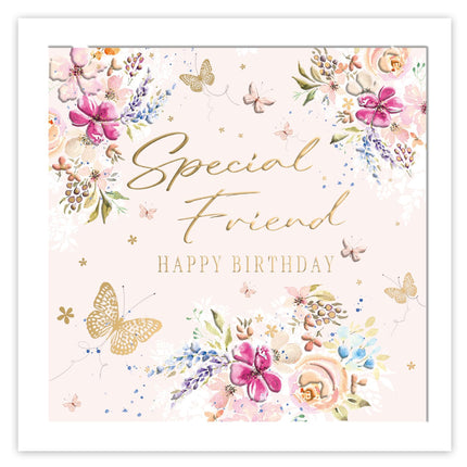 Birthday Card for Special Friend, Butterflies & Flowers