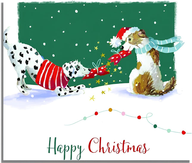 Charity Christmas Cards Pack of 6 - Charity Christmas Cards with Christmas Cracker Dogs Design - Eco-Friendly Xmas Cards Multipack with Envelopes