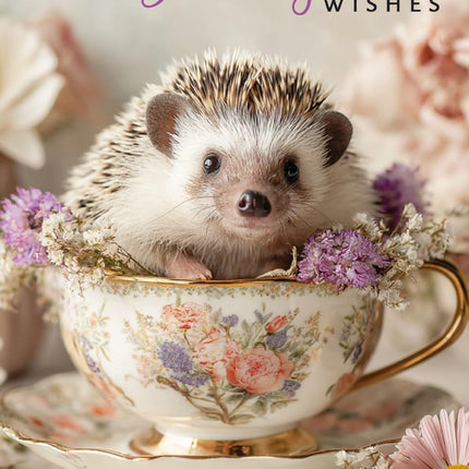 Birthday Card for Her, Cute Teacup Hedgehog