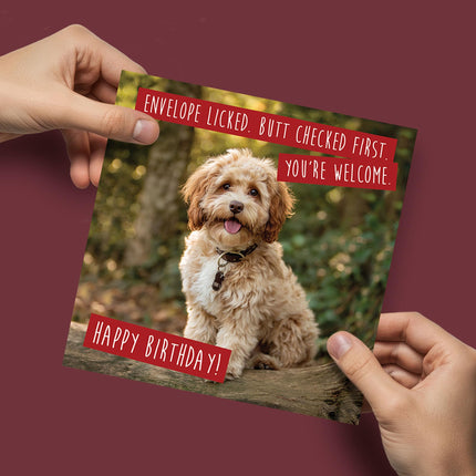 Funny Birthday Card for Dog Mum or Dog Dad - Amusing Cockapoo Butt Joke from Fur Baby, Pet or Puppy - Premium Greeting Card with Envelope
