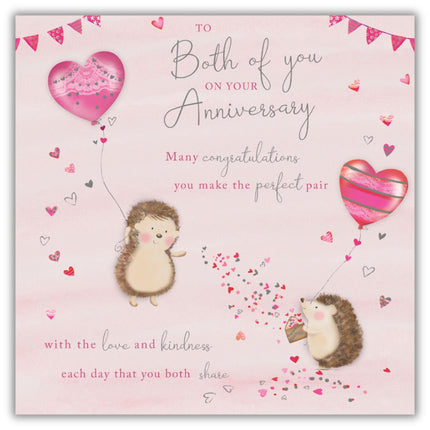 Anniversary Card for Both of You - Cute Hedgehog Design - Sentimental Message - Adorable Anniversary Greeting Card for a Special Couple