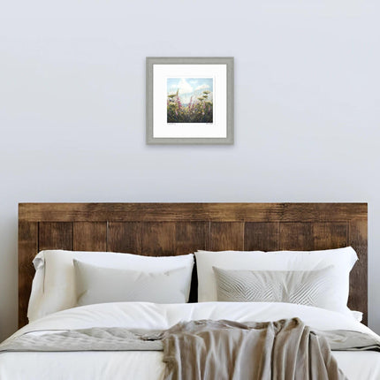 Floral Seascape Framed Print Wall Art - Scenic Home Decor - Marie Mills Artwork - Ready to Hang 'Coastal Harmony' Painting - 35 x 35cm