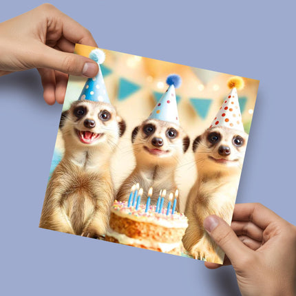 Blank Birthday Card for Men/Women - Cute Meerkat Design - Premium Greeting Card with Envelope