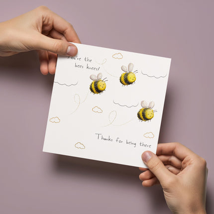 Thank You Card - Cute Bee Design - 'You're the Bees Knees!' - Premium Thank You Greeting Card with Envelope for Someone Special