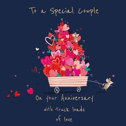 Anniversary Card for Special Couple - Cute Mouse and Heart Design - For Friends or Family - Premium Greeting Card with Envelope